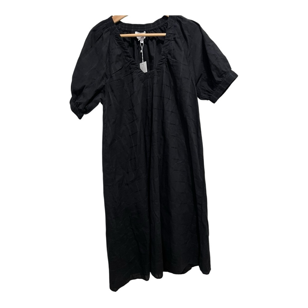 NEVER A WALLFLOWER Black checkered midi dress with Puff Sleeves XS